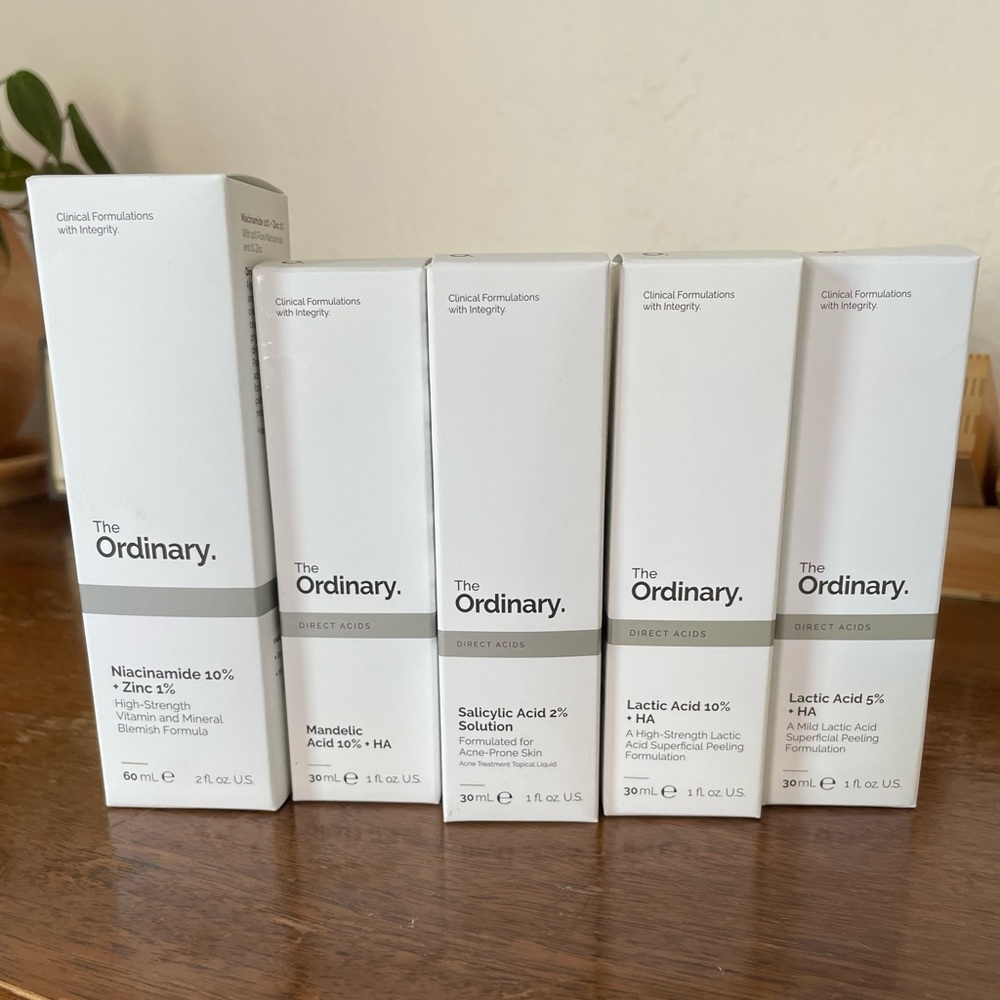 The Ordinary serums and exfoliants
